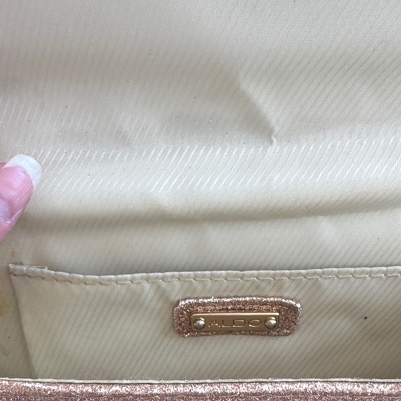 Aldo Gold Glitter Envelope Clutch with Polished Bar Accent - Picture 2 of 3